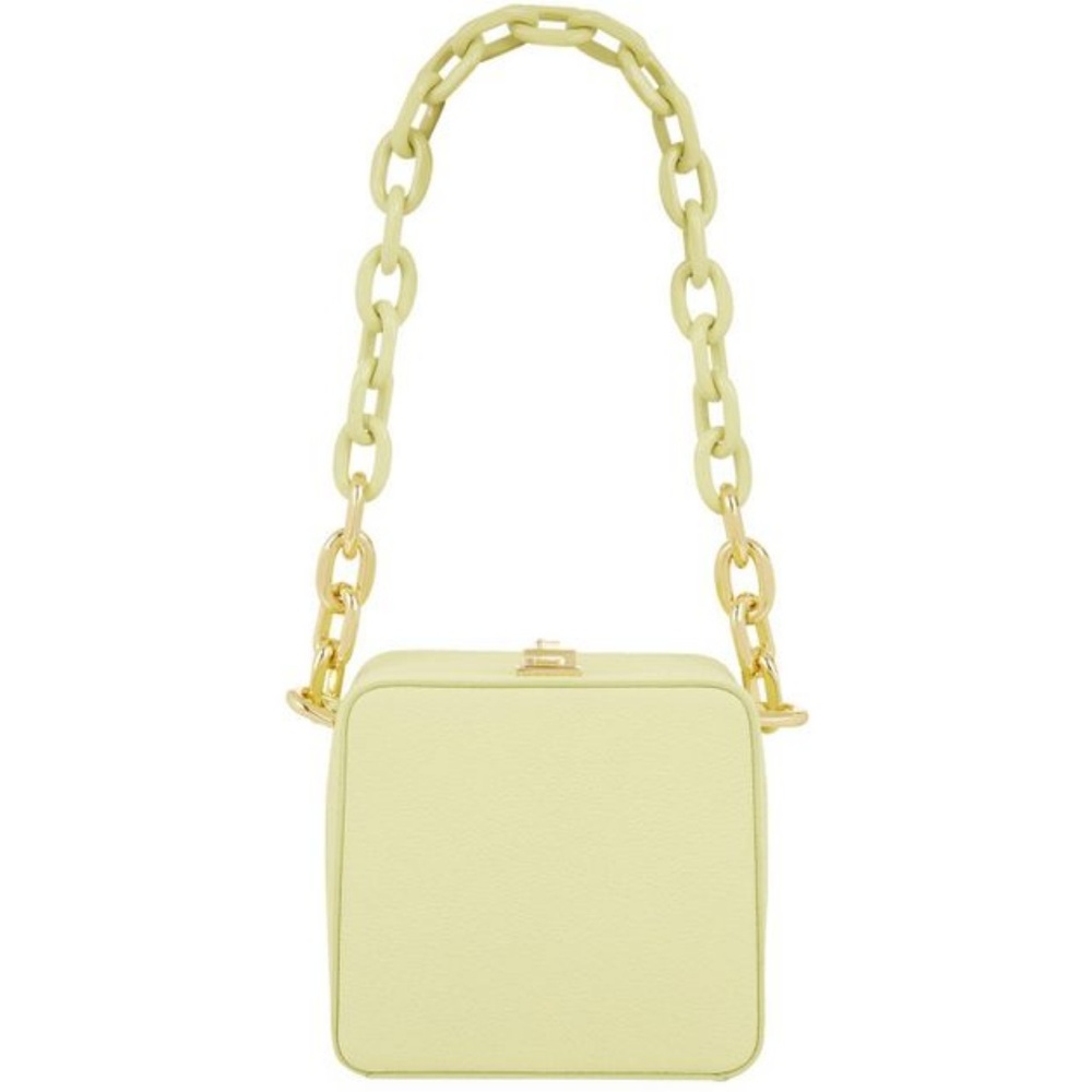the Volon Lime Leather Cube Chain Bag